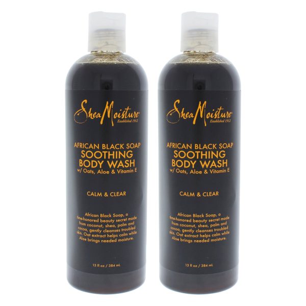 African Black Soap Soothing Body Wash - Pack of 2 by Shea Moisture for Unisex - 13 oz Body Wash Online Hot Sale