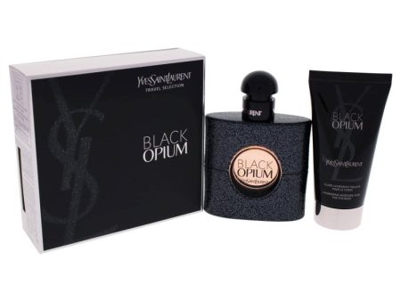 Black Opium by Yves Saint Laurent for Women - 2 Pc Gift Set 1.6oz EDP Spray, 1.6oz Body Lotion Online Hot Sale