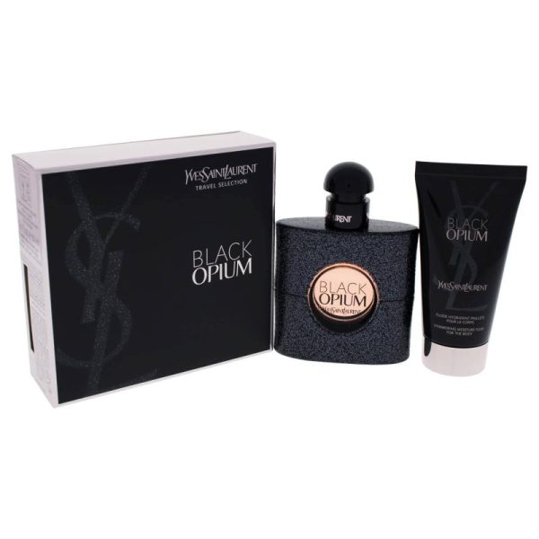 Black Opium by Yves Saint Laurent for Women - 2 Pc Gift Set 1.6oz EDP Spray, 1.6oz Body Lotion Online Hot Sale