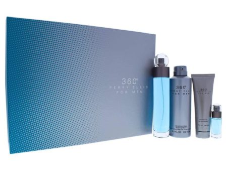 360 by Perry Ellis for Men - 4 Pc Gift Set 3.4oz EDT Spray, 6oz Deodorizing Body Spray, 3.0oz Shower Gel, 0.25oz EDT Spray Hot on Sale