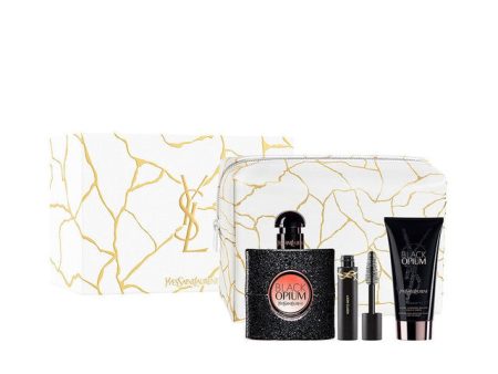 Ysl Black Opium 4 Pcs Set For Women: 1.6 Eau De Parfum Spray + 1.6 Body Lotion + 0.06 Mascara + Pouch Cheap