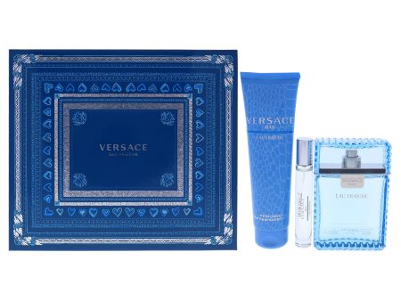 Versace Man Eau Fraiche by Versace for Men - 3 Pc Gift Set 3.4oz EDT Spray, 10ml EDT Spray, 5oz Bath and Shower Gel Discount