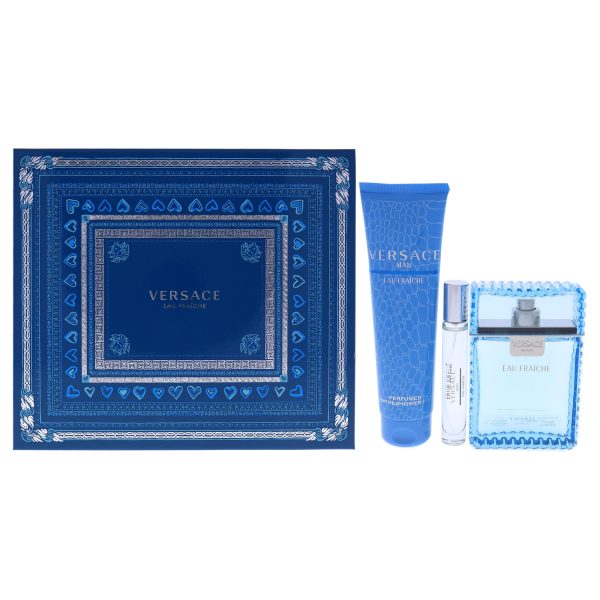 Versace Man Eau Fraiche by Versace for Men - 3 Pc Gift Set 3.4oz EDT Spray, 10ml EDT Spray, 5oz Bath and Shower Gel Discount