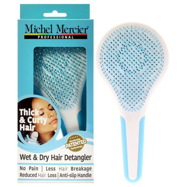 Wet and Dry Hair Detangler Thick and Curly Hair - Blue-White by Michel Mercier for Women - 1 Pc Hair Brush For Sale