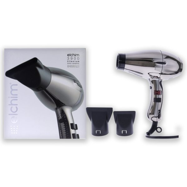 3900 Titanium Ionic-Ceramic Hair Dryer - Black-Silver by Elchim for Unisex - 1 Pc Hair Dryer Online now