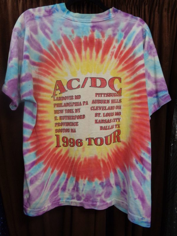 ACDC, Heavy METAL Music,1996 Ball Breaker Tour,Malcolm & Angus Young, Tie Dye,Silk Screen,Vintage Concert T-Shirt,Head Banging, Rock and Roll For Cheap