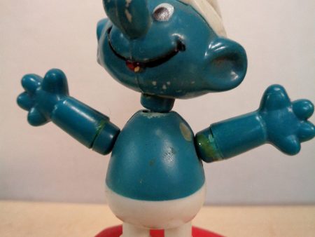 Vintage 70s,SMURF,Peyo,Push Up,Dancing Thumb Puppet, Plastic Toy,Helm,Wallace Berrie & Co,Hong Kong Supply