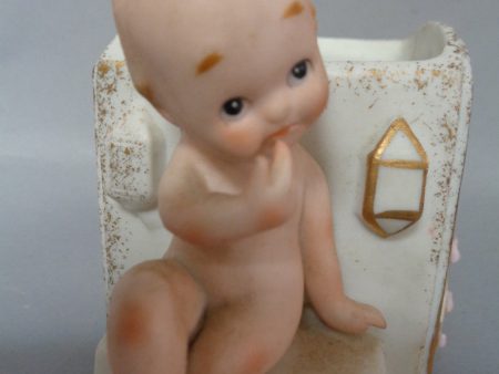 KEWPIE Doll, Vintage,Carriage Planter,KW2324B,Lefton,China,Hand Painted,bisque,Figurine, Cheap