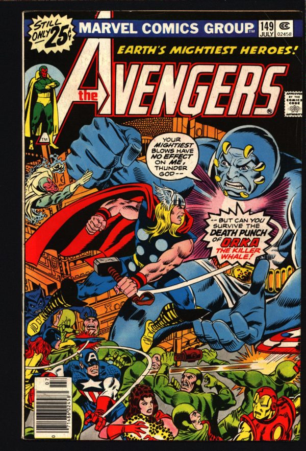 AVENGERS #149 George Perez Iron Man Thor Captain America Scarlet Witch Vision Hellcat The Beast Hawkeye Vs Orka For Discount