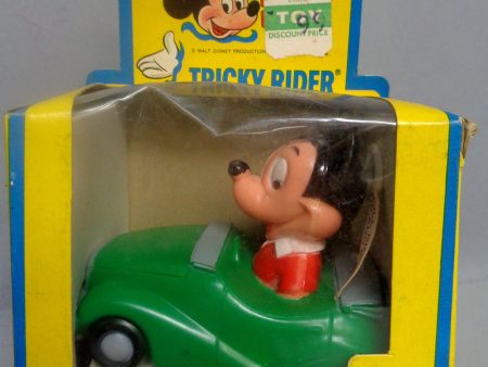 DISNEY TRICKY RIDER,Mickey Mouse,298, String Powered, Vintage Childs Toy, Walt Disney Productions,  Kohner Bros, Push & Pull Supply