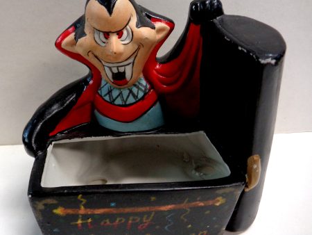 1989, Cute DRACULA Kitchy VAMPIRE Planter,or Trinket box, or HALLOWEEN Candy Dispenser, Design House Inc Online Sale