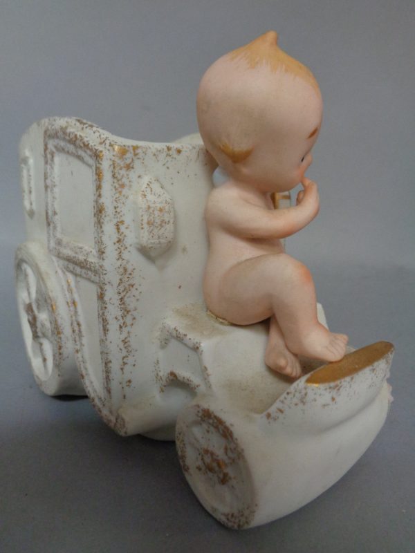 KEWPIE Doll, Vintage,Carriage Planter,KW2324B,Lefton,China,Hand Painted,bisque,Figurine, Cheap