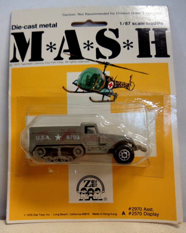 MASH 4077 TV Series,1 87 scale,Die Cast Metal,1976,Half-Track Truck,Mint in Package,NRFB,Zee Toys,Mobile Army Surgical Hospital,M*A*S*H Fashion