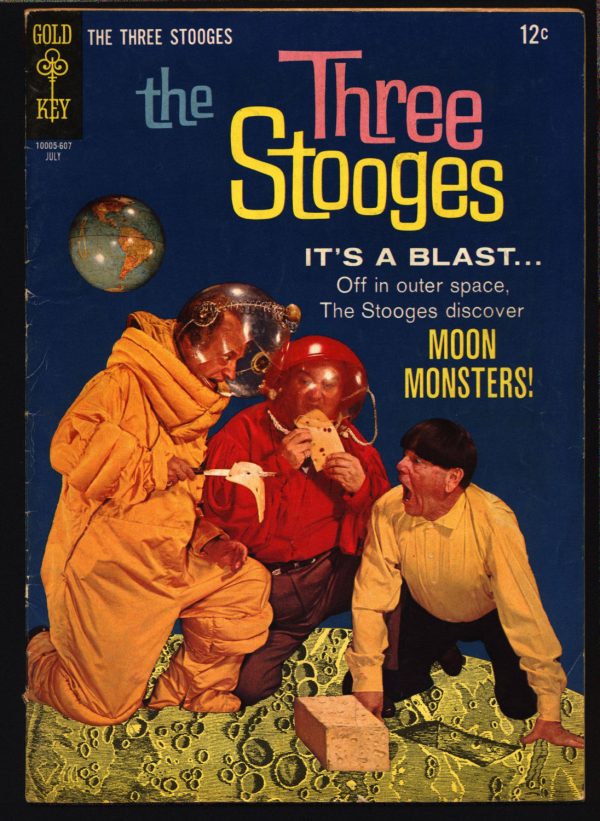 3 THREE STOOGES #29 Gold Key Comics TV Comedy #10005-607 Moe Howard, Larry Fine, Curly Joe, Moon Monsters Slapstick SciFi Parody Hot on Sale