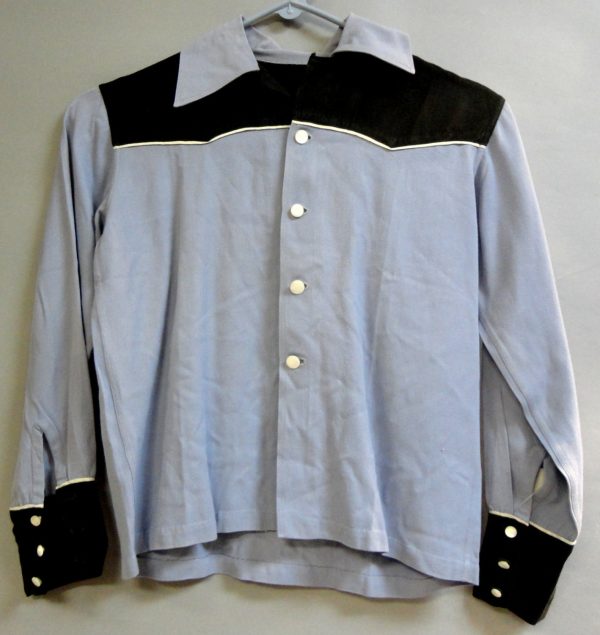 Nifty Periwinkle Fifties COWBOY or COWGIRL or Kid Western Gab Like Shirt Small For Discount