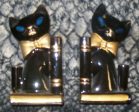 GROOVY small black cat porcelain BOOK ENDS Made in Japan Bedroom kitsch Fashion