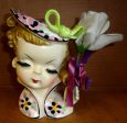 40s 50s Relco LADY Vintage Fashion porcelain Hand Painted HEAD VASE made in Japan Supply