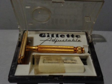 Vintage, Gold tone, Gillette Adjustable, Double Edge Safety Razor, Used, USA on Sale