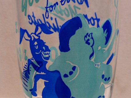 VOTE! GOP,Republican,Democrat,DNC,Blue,Silk screen,Politics,Drinking Glass,Tumbler,1960s,Presidential Election,Political Party, Online now