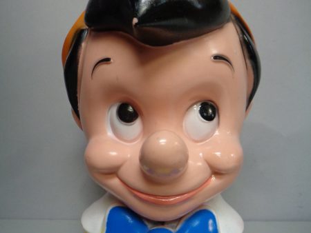 Walt Disney s PINOCCHIO, Bank, Vintage, Plastic Vinyl Figure, Walt Disney Productions,Play Pal Plastics, Animated Movie, Cartoon Character Child s Toy Fashion