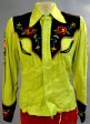 Spectacular Brilliant Lime Green ROCKABILLY Fifties Embroidered COWGIRL Top Western Shirt Small Supply