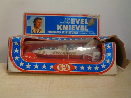 Vintage 1976 Ideal Toys, EVEL KNIEVEL, King of the Stuntmen,4 1 2 Inch Die Cast, Sky Cycle X-2, Snake River Canyon,Pop Biker Collectible For Discount