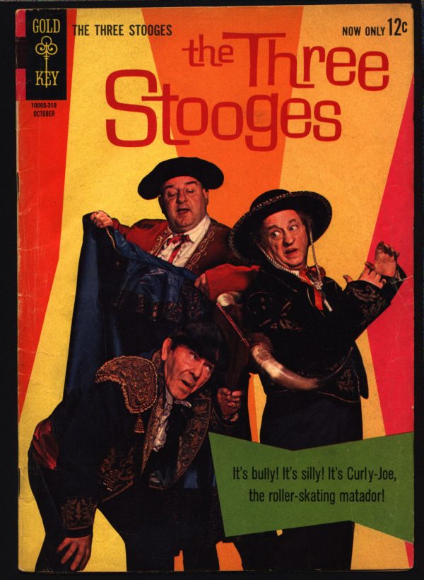 3 THREE STOOGES #14 Gold Key Comics TV Comedy #10005-310 Moe Howard, Larry Fine, Curly Joe, Matador Bullfighting Slapstick Parody Discount