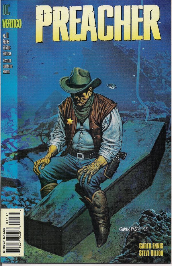 PREACHER #11, Garth Ennis,Steve Dillon,Jesse Custer,The Saint of Killers,Cassidy,Tulip,DC Comics Vertigo Press Sale