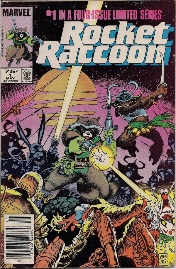 Marvel Comics,ROCKET RACCOON 1 of 4,Mike Mignola,Newsstand UPC Cover,1985,Guardians of the Galaxy,Marvel Cinematic Universe Fashion