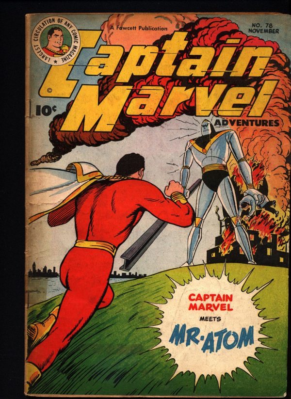 SHAZAM, Fawcett Comics, Golden Age Comic, CAPTAIN MARVEL Adventures 78, 1947,Mr. Atom,C C Beck,William Woolfolk,National Periodical Publications Fashion