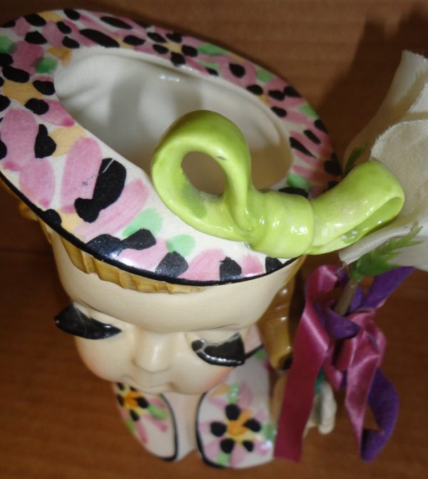 40s 50s Relco LADY Vintage Fashion porcelain Hand Painted HEAD VASE made in Japan Supply