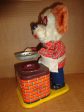 Battery Operated BURGER CHEF 1960s mechanical tin litho & plush toy DOG Fashion