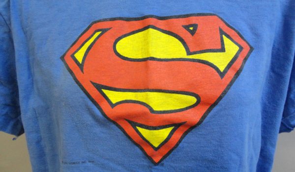 SUPERMAN Logo DEADSTOCK 1988 DC Comics SuperHero Extra Large X L Tshirt Graphitti Designs Hot on Sale